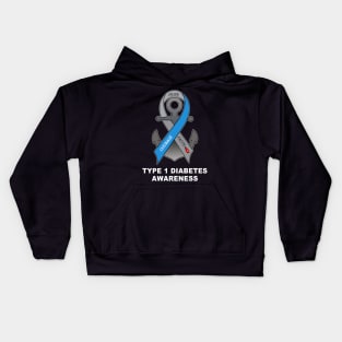 Type 1 Diabetes Ribbon Anchor of Hope Kids Hoodie